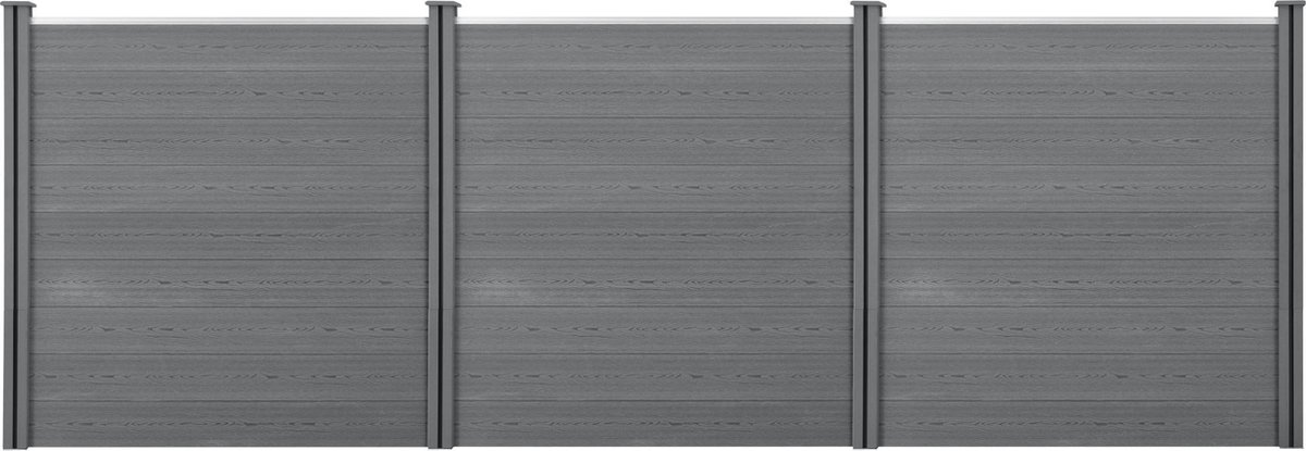 HKC Schuttingpaneel met 4 palen 183x531 cm grijs