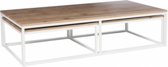 materiaal Conflict het is mooi Duverger Industry - Salontafel - set van 3 - rechthoekig - hout - metalen  frame - wit... | bol.com