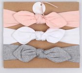 Haarband roze, wit en grijs | baby | peuter | haar | accessoires| roze | wit | grijs | 3 stuks | kraamcadeautje