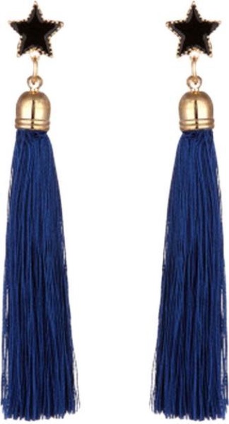 Fako Bijoux® - Oorbellen - Kwast XL - Ster - Blauw