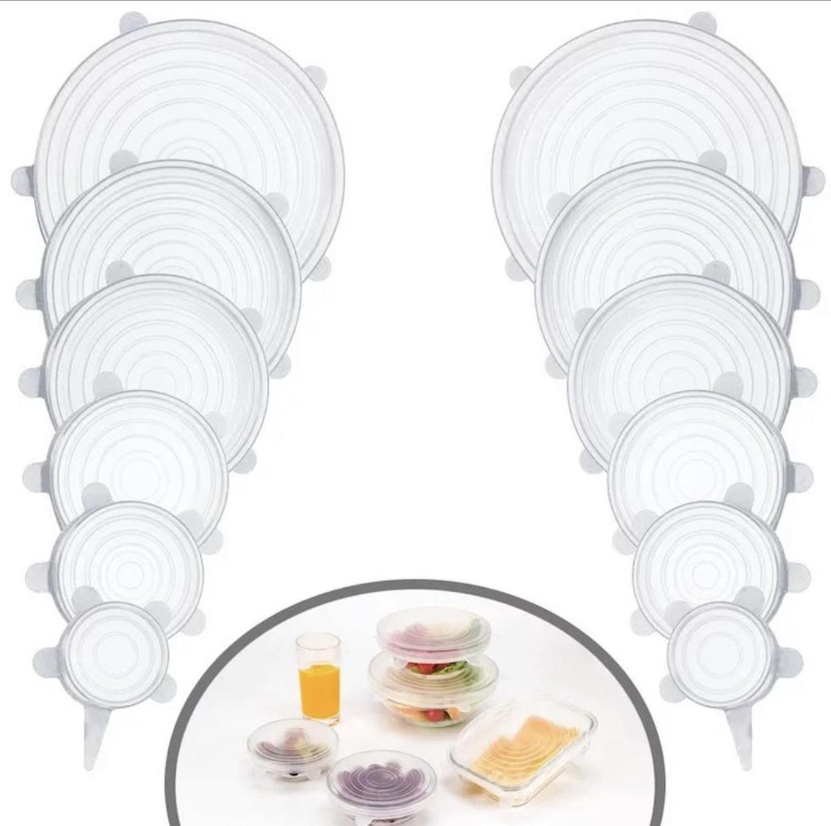 Couvercle Silicone Alimentaire Extensible (12pcs) 6 Tailles Deal à prix  fabricant