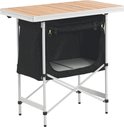 Outwell Regina Kitchen Table w/Bamboo Tabletop Campingkast - Black/silver/bamboo