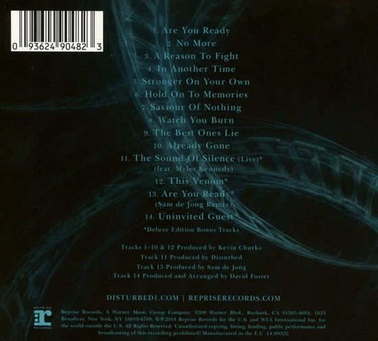 Achterkant CD-hoesje met tracklist, waaronder 'The Sound Of Silence' en 'Are You Ready'.