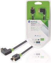 High Speed HDMI kabel met Ethernet HDMI connector - HDMI connector rechts gehoekt 3,00 m grijs