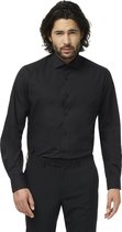 OppoSuits Black Knight Shirt - Heren Overhemd - Casual Effen Gekleurd - Zwart - Maat EU 49/50