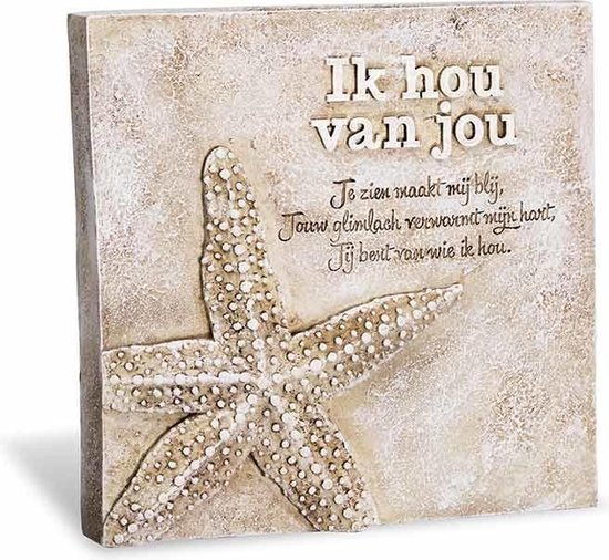 Spreuktegel - Ik hou van jou - 16,5cm - Home & Garden