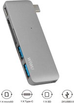 C1 Plus 5 in 1 Type C Hub (1x USB Tyoe-C Power, 1x SD, 1x Micro SD , 2x USB 3.0) - Zilver