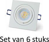 7W GU10 inbouwspot | Wit vierkant | Set van 6 stuks