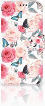 Geschikt voor Samsung Galaxy A5 2017 Bookcase Hoesje Butterfly Roses