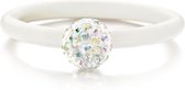 Colori 4 RNG00071 Siliconen Ring met Steen - Kristal Bal 6 mm - One-size - Wit