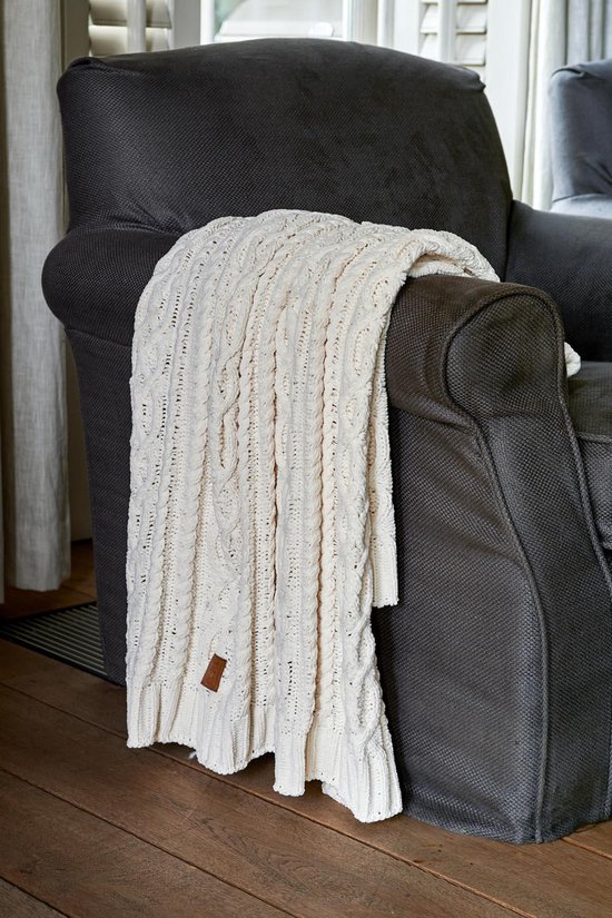 Rivièra Maison Harrison Cable Knit Throw Plaid 170 x 130