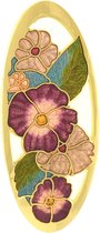 Behave Broche ovaal goud-kleur met gekleurde - emaille sierspeld - sjaalspeld bloemen