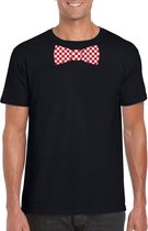 Zwart t-shirt met geblokte Brabant strik voor heren 2XL