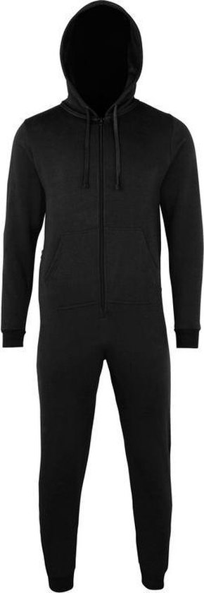 Warme onesie/jumpsuit zwart voor heren - huispakken volwassenen - maat XS