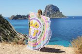 Mycha Ibiza – roundie – rond strandlaken – full color skull – gekleurd – 100% katoen – franje