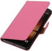 Bookstyle Wallet Case Hoesjes voor HTC One X9 Roze