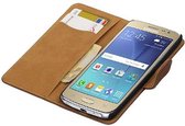 Hout Bookstyle Hoes Geschikt voor de Samsung Galaxy J2 (2016 ) J210F Bruin