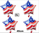 4x Folieballon USA Stars and stripes - amerika vlag states land feest party usa carnaval