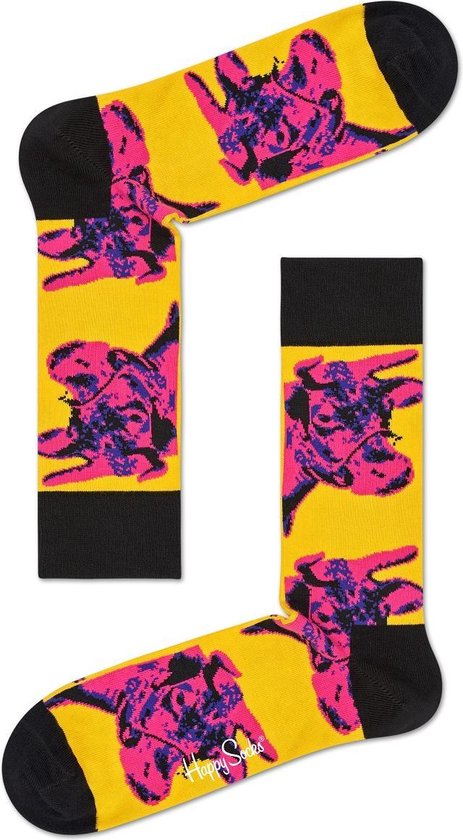 Happy Socks Andy Warhol Cow Sokken - Roze/Geel - Maat 41-46 - Happy Socks