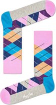 Happy Socks Argyle Sokken - Grijs/Lichtpaars - Maat 41-46