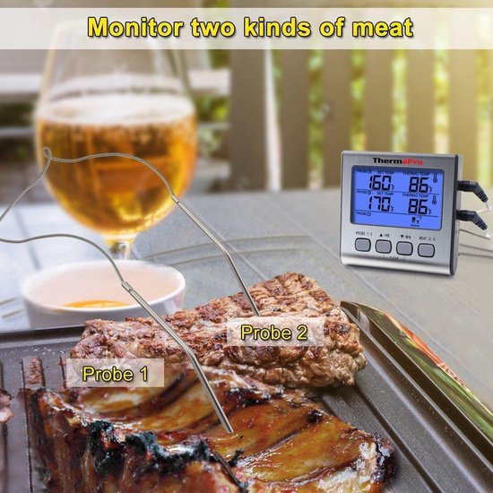 ThermoPro Dubbele Vleesthermometer Digitaal - BBQ Thermometer - incl. Batterij - ThermoPro