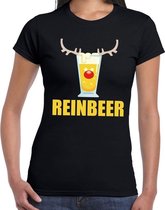 Foute Kerst t-shirt Reinbeer zwart voor dames 2XL