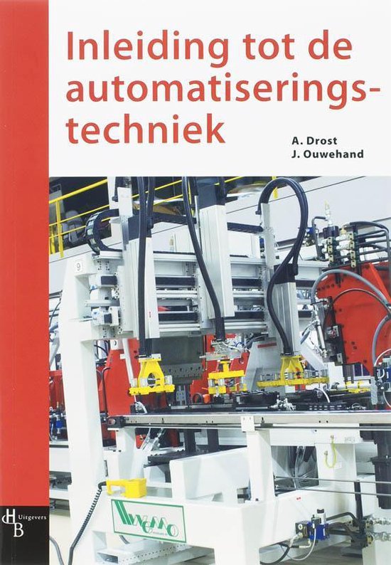 Boek kaft met de titel 'Inleiding tot de automatiserings-techniek' en een afbeelding van een geautomatiseerde productielijn.