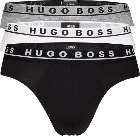 Hugo Boss Lot de 3 slips / slip en coton stretch blanc, noir, gris | bol.com
