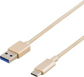 DELTACO USBC-1256 USB-A naar USB-C kabel - USB 3.1 Gen 1 - 1 meter - Goud