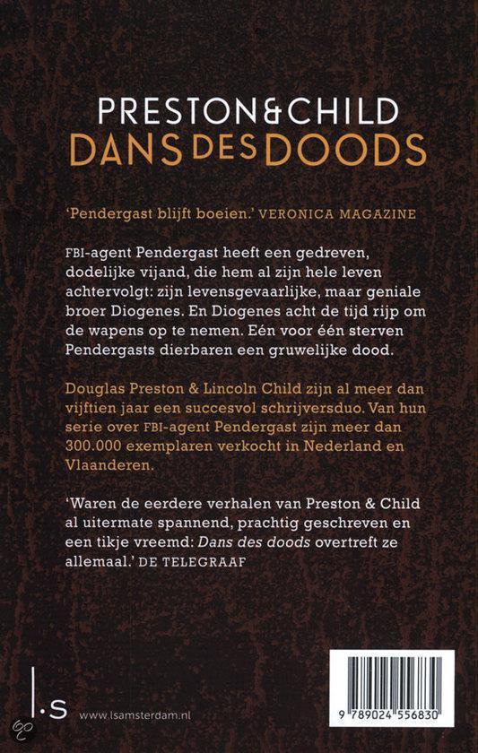 Achterflap van 'Dans des doods' met een synopsis over FBI-agent Pendergast.