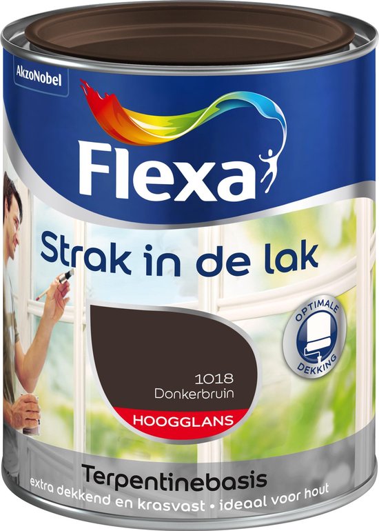 Flexa Strak In De Lak Hoogglans 1018 Donkerbruin 0,25 L | bol.com