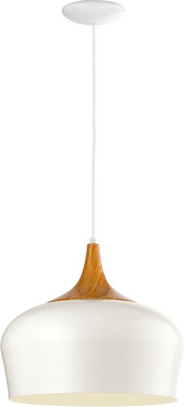 EGLO Obregon - Lampe à suspension - 1 lumière - Ø350mm. - Crème, Chêne