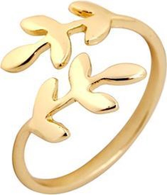 24/7 Jewelry Collection Blad Ring Verstelbaar - Laurierblad - Laurierblaadjes - Verstelbare Ring - Róse Goudkleurig - Amodi