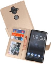 Wallet Cases Hoesje voor Nokia 8 Sirocco Goud