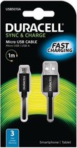 Duracell USB5013A USB-kabel 1 m USB A Micro-USB B Mannelijk Zwart