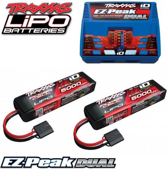 Traxxas 6S Combo Pack ID Duo Charger & 2X 11.1 5000 LiPo batteries