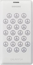 Samsung G900F Galaxy S5 Wallet Case Moschino Peace Wit/Zilver