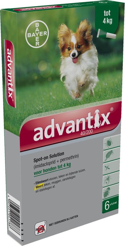 Advantix - On 40/200 - Anti vlooienmiddel en tekenmiddel Hond - 6 pipetten | bol.com