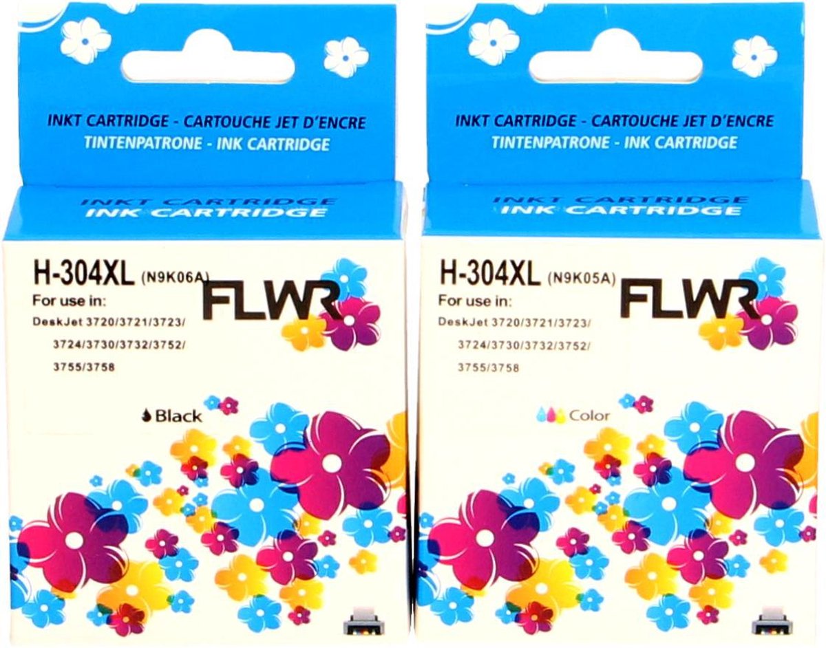 FLWR - Inktcartridge / 304XL / 2-pack Zwart en Kleur - Geschikt voor HP