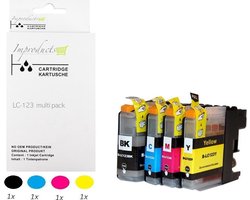 Improducts® Inkt cartridges - Alternatief Brother LC123 / LC-123 / 123 LC-123XL 4 stuks