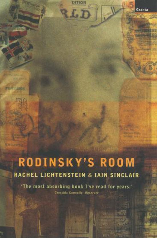 Boekomslag 'Rodinsky's Room' met vervaagde beelden van ogen, documenten en een vermelding van Granta.