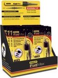 Display met verpakkingen van gele Stanley FatMax automatische drevels, met afbeeldingen van gebruik.