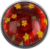 Quiges - Dames Click Button Drukknoop 18mm Bloemen Rood Glas - EBCM173