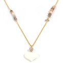 Heaven eleven - dames ketting goudkleurig plating - zonnesteen kralen - Wit hertegewei hart met de handgemaakt - 74cm Heaven eleven - dames ketting goudkleurig plating - zonnesteen kralen - Wit hertegewei hart met de handgemaakt - 74cm