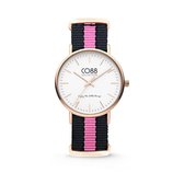 CO88 Collection Watches 8CW 10033 Horloge - Nato Band - Ø 36 mm - Zwart / Roze