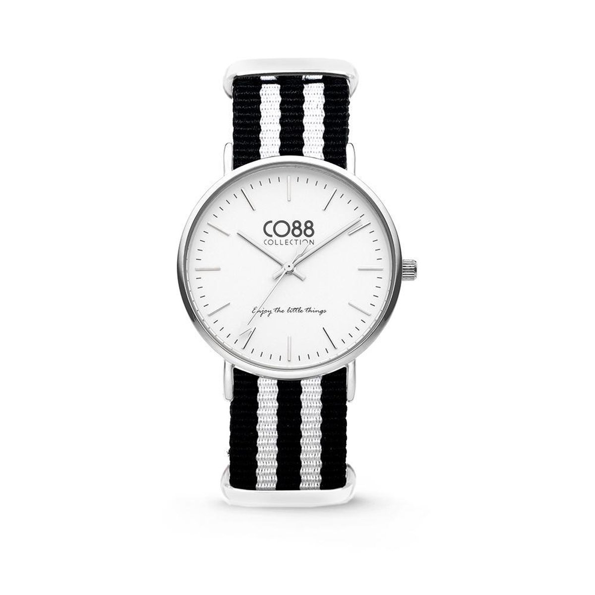 CO88 Collection Watches 8CW 10035 Horloge - Nato Band - Ø 36 mm - Zwart - Wit