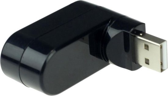 Draaibare 3 Poorts USB Hub / Switch / Splitter / Verdeler - Plug & Play - Zwart - Merkloos