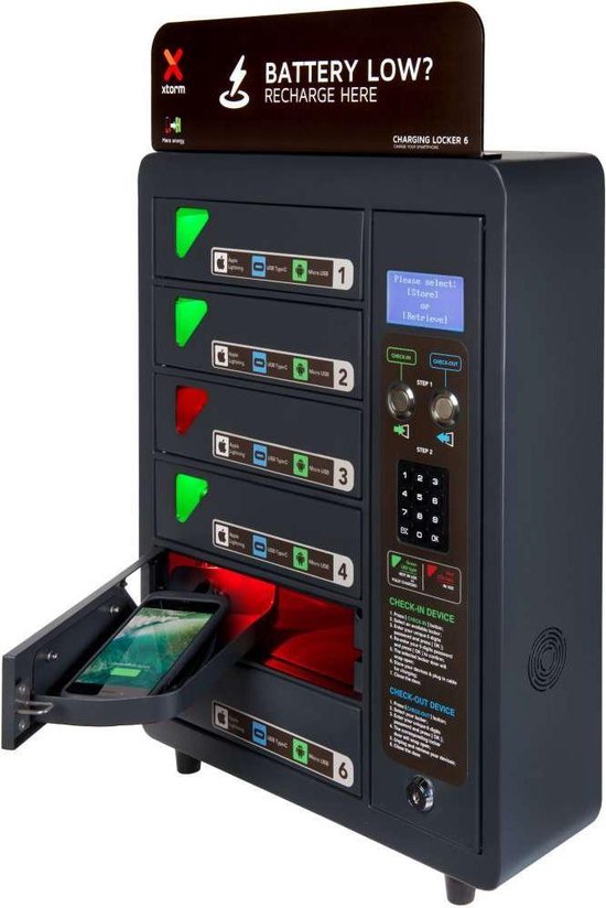 Xtorm Oplaad Station Kluisjes - 6 kluisjes met lightning USB-C en MicroUSB  aansluitingen | bol.