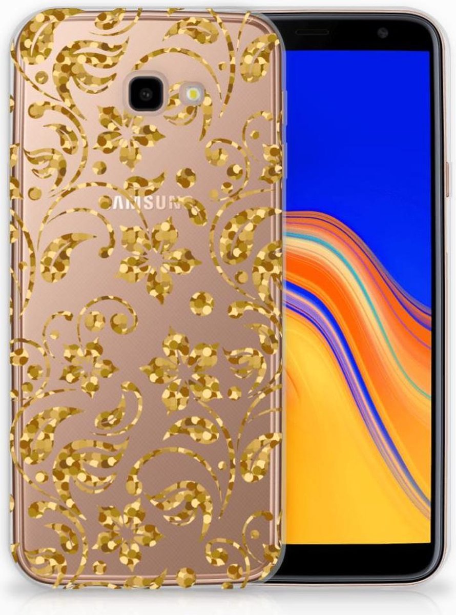 Samsung Galaxy J4 Plus (2018) TPU Case Gouden Bloemen