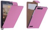 Roze Effen Classic Flipcase Hoesje Huawei Ascend G6